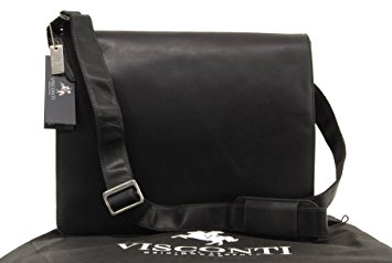 Visconti Leather Messenger Bag Workplace 18548 Harvard - Black
