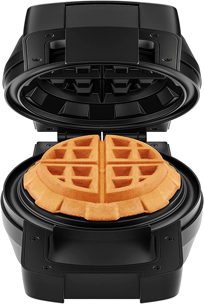 Chefman Big Stuff, Belgian Deep Stuffed Waffle Maker, Mess-Free Moat, 5” Diameter with Dual-Sided Heating Plates, Wide Wrap with Locking Lid, Pour Light Indicator, Cool-Touch Handle, Stainless Steel