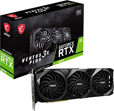 MSI Gaming GeForce RTX 3070 LHR 8GB GDRR6 256-Bit HDMI/DP Nvlink Triple Torx Fan 3 Ampere Architecture OC Graphics Card (RTX 3070 Ventus 3X Plus 8G OC LHR)