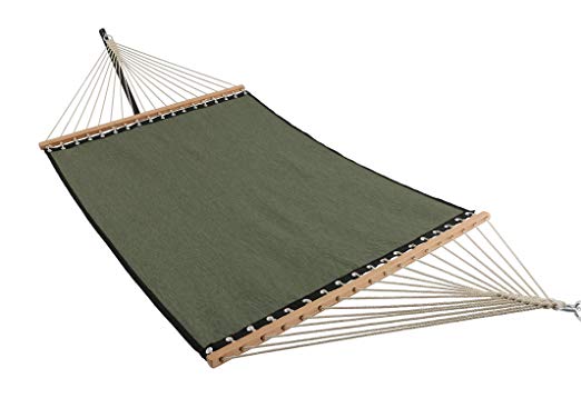 ELC 11 FT Quick Dry Hammock Bamboo Spreader Bars Hammock with Chain Hanging Kits and Hooks, Outdoor Patio Yard Poolside Double Hammock