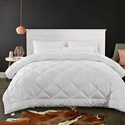 Cozynight Soft Quilted Down Alternative Comforter-Lightweight White Comforter Queen Size Duvet Insert with Corner Tabs- Fluffy Breathable Comforter Queen(88"x92" )