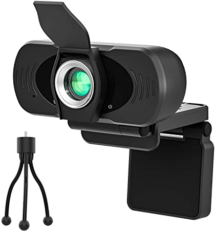 PASONOMI Webcam with Microphone Tripod, Autofocus/Stereo Camera with Webcam Cover 1080P HD USB Plug & Play for Skype, Online Teaching, Live Streaming, Conference, Video Calls