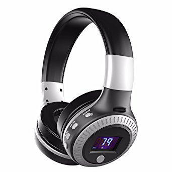 ELEGIANT Wireless Bluetooth Over-ear Headphones with Mic, HiFi Stereo Foldable Adjustable Headsets for iPhone Laptops Computers Tablets PCs and Other Smartphones Black & Silver