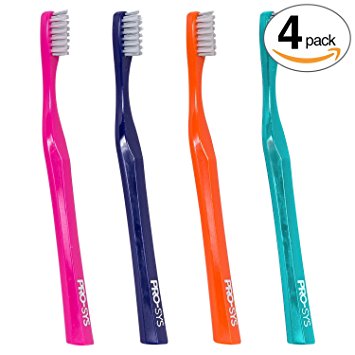 PRO-SYS® Kids Toothbrush (Colorful 4-Pack) - Made with Soft DuPont® Tapered Bristles (Ages 8-12 for Young Children)