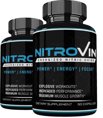 Nitric Oxide Supplements by Nitrovin- Muscle Builder Pre Workout For Men -Explosive Energy-Power-Focus – L Arginine- Citrulline Malate- Heart Support Health -Endurance - Stamina Boosters