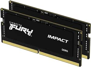 Kingston FURY Impact 32GB (2x16GB) 6000MT/s CL38 DDR5 SODIMM | Intel XMP 3.0 | Plug N Play | Laptop Memory | Kit of 2 | KF560S38IBK2-32