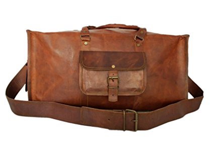 Handmade Mens Travel Bag Genuine Leather Duffel Weekender Luggage Carry On