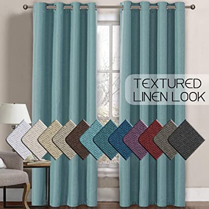 H.VERSAILTEX Linen Curtains Room Darkening Light Blocking Thermal Insulated Heavy Weight Textured Rich Linen Burlap Curtains for Bedroom/Living Room Curtain, 52 by 84 Inch - Eggshell Blue (1 Panel)