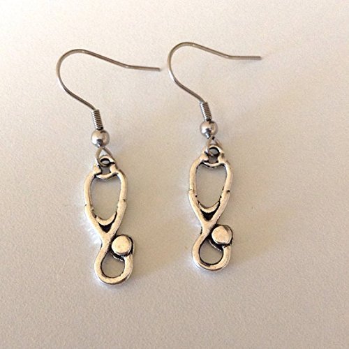 Stethoscope earrings - Medical - Nickel free - dainty silver tone earrings