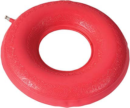 DMI Inflatable Rubber Ring Donut Seat Cushion Pillow for Hemorrhoid, Pregnancy, and Tailbone Pain, 16 Inches, Red