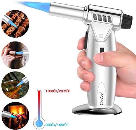Kitchen Cook Blow Torch Refillable Jet Lighter Professional Culinary Blow Torch for Baking, Roasting, Soldering,Desserts, Creme Brulee and Fire Ignition