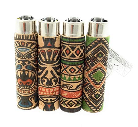 Bundle Clipper Tribal Tattoo Pattern Cork Covered Cigarette Lighters 4 Styles