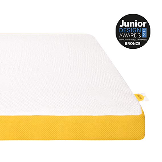 eve Sleep Baby Cot Kids Breathable, Waterproof Memory Foam and Spring Bed Mattress, 60 x 120cm, Polyester, White
