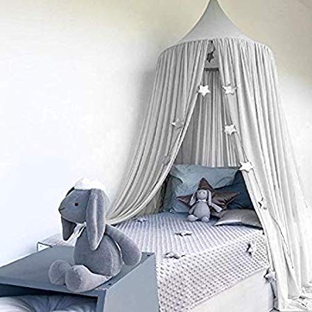 Bed Canopy, Dyna-Living Mosquito Stopping Net Dome Tent Light Block Out Room Decorate W/Assembly Tools for Boys Girls Reading Playing Indoor Game House, Height-90 inch (Grey)
