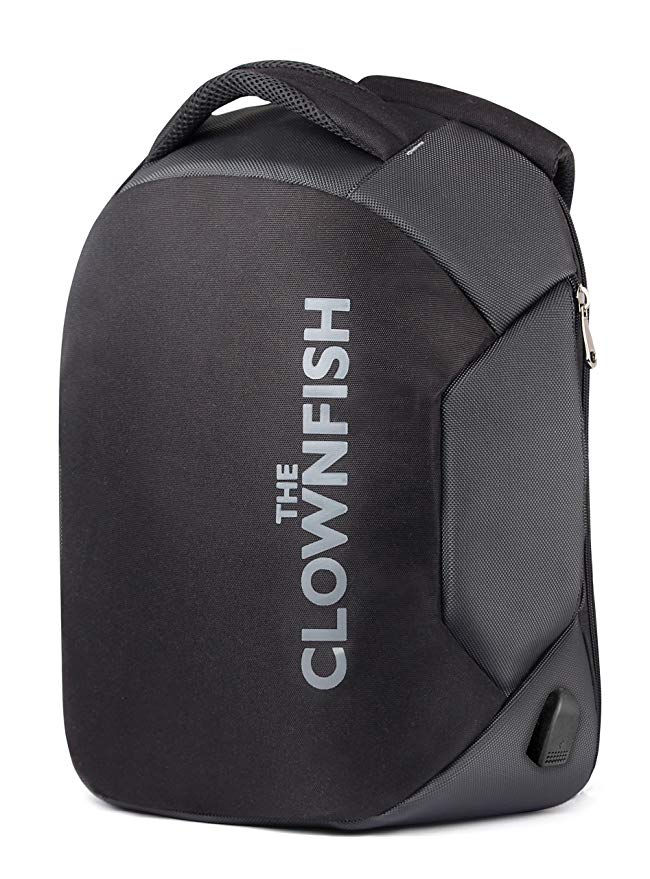 The Clownfish Smart Anti Theft Backpack with USB Charging Port and 2 Year Warranty 15.6 inch Laptop Backpack (Black)