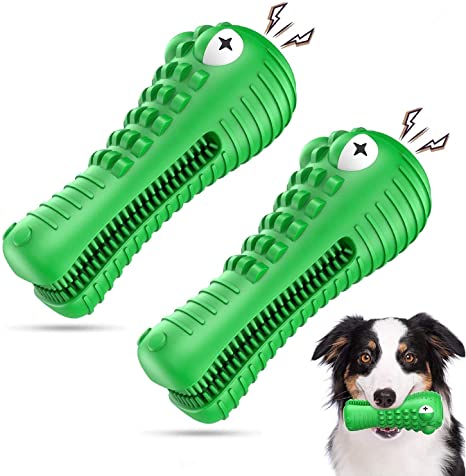 Am Bulan 2 Pack - Alligator Chew Toys for Medium/Large Dogs - Indestructible Aggressive Chewers Toy - Dental Care & Teeth Cleaning
