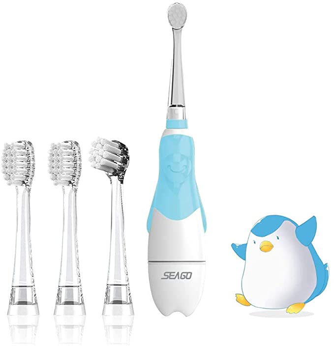 Baby Electric Toothbrush, Sonic Auto Toothbrush Soft Battery Powered Tooth Brush with Smart Timer, Waterproof Deep Clean for Children Boys and Girls