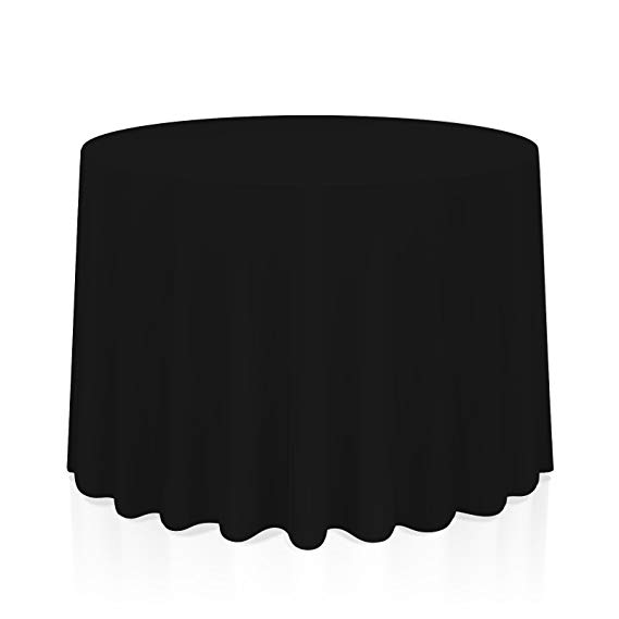 Lann's Linens - 120" Round Premium Tablecloth for Wedding/Banquet/Restaurant - Polyester Fabric Table Cloth - Black
