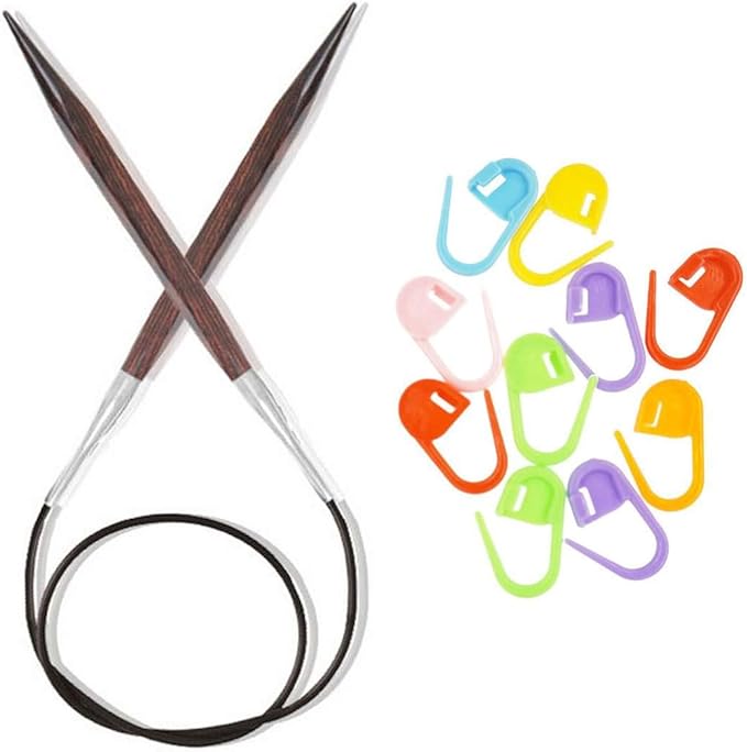 Knitter's Pride Cubics Knitting Needles Circular 32 inch (80cm) Size US 6 (4.0mm) Bundle with 10 Artsiga Crafts Stitch Markers 300234