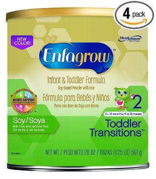 Enfagrow Toddler Transitions Soy Infant and Toddler Formula - 20 oz Powder Can (4 pk)