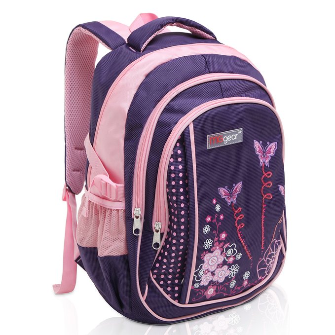 MGgear 18 Inch Girl Butterfly Flower Student School Bookbag / Children Backpack
