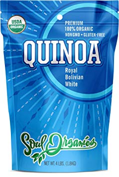 Organic Royal Quinoa - Premium White Bolivian, 4 lbs Bulk - 100% USDA Certified Organic, Gluten-Free, Comes Pre-Washed