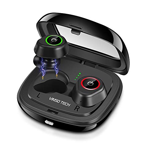 Wireless Earbuds,VINSO TECH E20 True Wireless Stereo Bluetooth Headphones 14H Playtime with Mic, Noise Cancelling Earphones with Charging Case, Deep Bass HD Stereo Surround