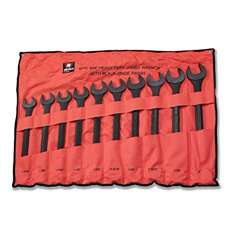 Neiko 03129A Jumbo Combination Wrench Set, 10 Piece | Black Oxide Finish | SAE (1-5/16" - 1-7/8")