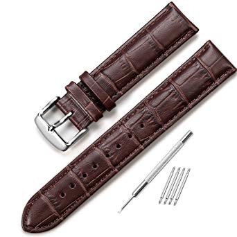 iStrap Genuine Calf Leather Watch Band Alligator Grain Padded for Men Women Color & Width (18mm,19mm, 20mm,21mm,22mm or 24mm)
