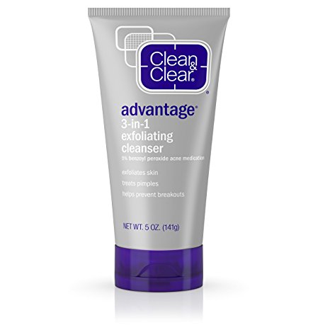 Clean & Clear Advantage 3-In-1 Exfoliating Facial Cleanser, 5 Oz.
