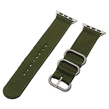 TRUMiRR Apple Watch 38mm 42mm Nylon Watchband iWatch Ballistic Nato Woven Strap Men Women Navy Green