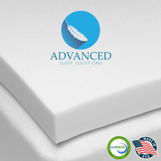 Advanced Sleep Solutions Memory Foam Mattress Topper 2" Inch UltraComfort California King MediumSoft Support Pad CertiPUR-US Approved