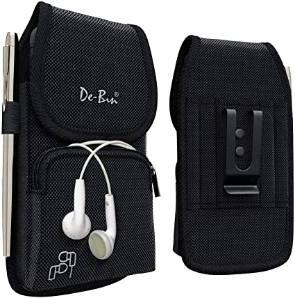 De-Bin Galaxy S20  Plus Holster, Note 8 Case, Note 9 / Note 10  Plus Long Lasting Cell Phone Holster/Pouch/Belt Holster with Belt Clip, Zipper Storage and Pen Holder (Fits Phone with Other Case on)