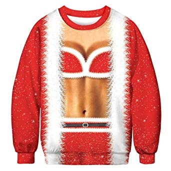 PIZOFF Unisex Hip Hop 3D Digital Printing Pullover Sweatshirts for Christmas