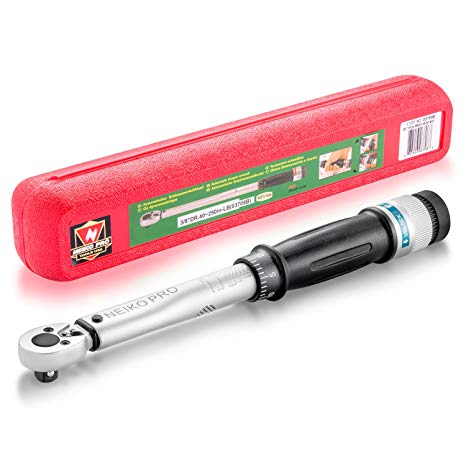 Neiko 03708B 3/8" Drive Adjustable Torque Wrench, Chrome Vanadium Steel | 40-250 Inch-Pound | 11.5" Length | SAE