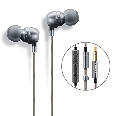 Earbud Headphones, Wired In-Ear Noise Cancelling Earphones with Mic and Volume Control_Grey