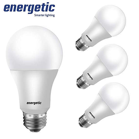 60W Equivalent 9W Led Light Bulb by ENERGETIC SMARTER LIGHTING, Non Dimmable, A19 Efficient Soft White 3000K E26 Base, 750lm, UL Listed, 4-Pack