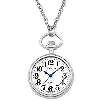 Gotham Women's Silver-Tone Open Face Pendant Watch With Chain # GWC14135SA