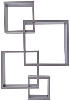 Greenco 4 Cube Intersecting Wall Mounted Floating Shelves Finish, Gray