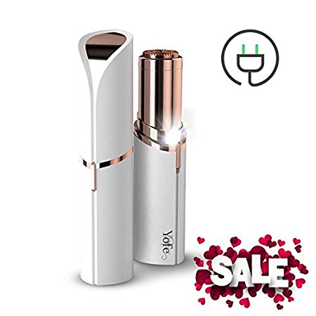 Yofe Rechargeable Painless Hair Remover (18k Rose Gold Plated) Face, Lip, Chin, and Cheek Hair Removal | Portable, Compact Battery Powered Device | Safe, Gentle Shaving System