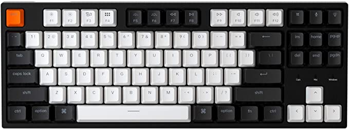 Keychron C1 Hot-swappable Wired Mechanical Keyboard with Gateron Blue Switch/Double-Shot ABS Keycaps/White Backlight/USB Type-C Cable, Tenkeyless 87 Keys Computer Keyboard for Mac Windows PC Laptop