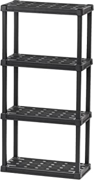 IRIS USA 4-Tier Shelving Unit, 48" Fixed Height, Medium Storage Organizer for Home, Garage, Basement, Shed and Laundry Room, 24"W x 12"D x 48"H, Made with Recycled Materials, Black