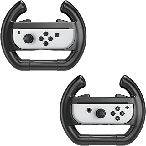 MoKo Steering Wheel for Nintendo Switch, [2 Pack] Racing Game Manipulate Grip for Nintendo Switch Joy-con Controller (Black)