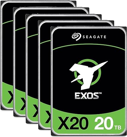 Seagate Exos X20 20TB SATA 6Gb/s 7200RPM 3.5" 5-Pack Enterprise HDD - ST20000NM007D