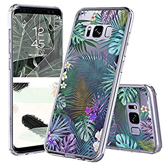 Galaxy S8 Case, Galaxy S8 Case for Women, MOSNOVO Tropical Palm Tree Leaves Clear Design Printed Transparent Plastic Back Case with TPU Bumper Protective Cover for Samsung Galaxy S8 (2017