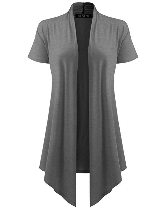 All for You Women's Soft Drape Cardigan Short Sleeve Made in USA
