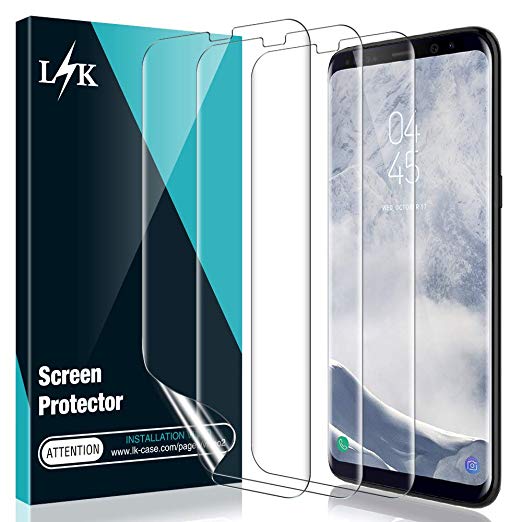 [3 Pack] L K Screen Protector for Samsung Galaxy S8, [Self Healing] [Full Coverage] HD Effect Flexible Film, Lifetime Replacement Warranty