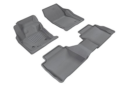 3D MAXpider Complete Set Custom Fit All-Weather Floor Mat for Select Ford Fusion Models - Kagu Rubber (Gray)