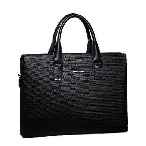 Sammons Men's Leather Weave Business Case Briefcase Portfolio Tote Handbag Black