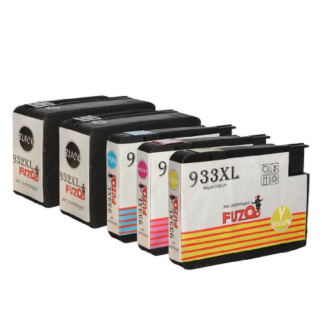 FUZOO High Yield Replacement for HP 932XL 933XL Ink Cartridge (2 Black,1 Magenta,1 Cyan,1 Yellow, 5 Pack) Compatible with HP Officejet 6600 6700 6100 7610 7110
